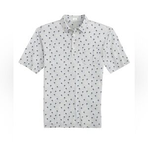 Boys Johnnie-O Currituck Palm Tree Cotton Polo Shirt Heather Gray Size 16